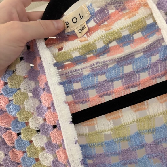 NWOT POL One Size Crochet Granny Square Duster Cardigan Kimono Pastel Colorful - Picture 4 of 6